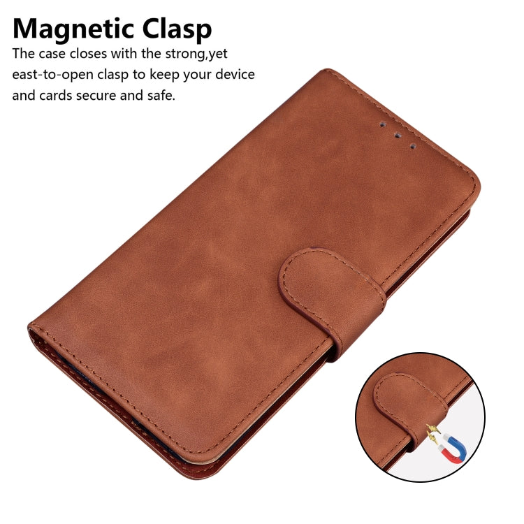 For iPhone 16 Pro Max Skin Feel Pure Color Flip Leather Phone Case(Brown) - iPhone 16 Pro Max Cases by buy2fix | Online Shopping UK | buy2fix