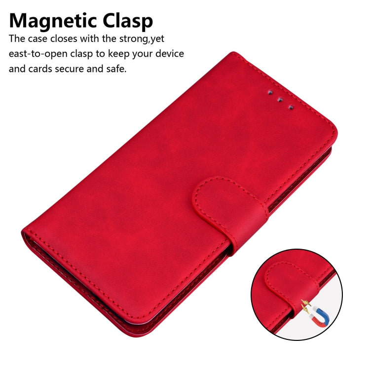 For iPhone 16 Skin Feel Pure Color Flip Leather Phone Case(Red) - iPhone 16 Cases by buy2fix | Online Shopping UK | buy2fix