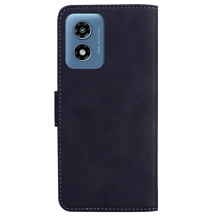 For Motorola Moto G Play 4G 2024 Skin Feel Pure Color Flip Leather Phone Case(Black) - Motorola Cases by buy2fix | Online Shopping UK | buy2fix