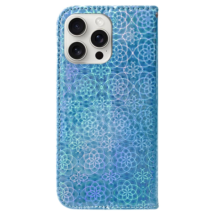 For iPhone 16 Pro Max Colorful Magnetic Buckle Leather Phone Case(Blue) - iPhone 16 Pro Max Cases by buy2fix | Online Shopping UK | buy2fix