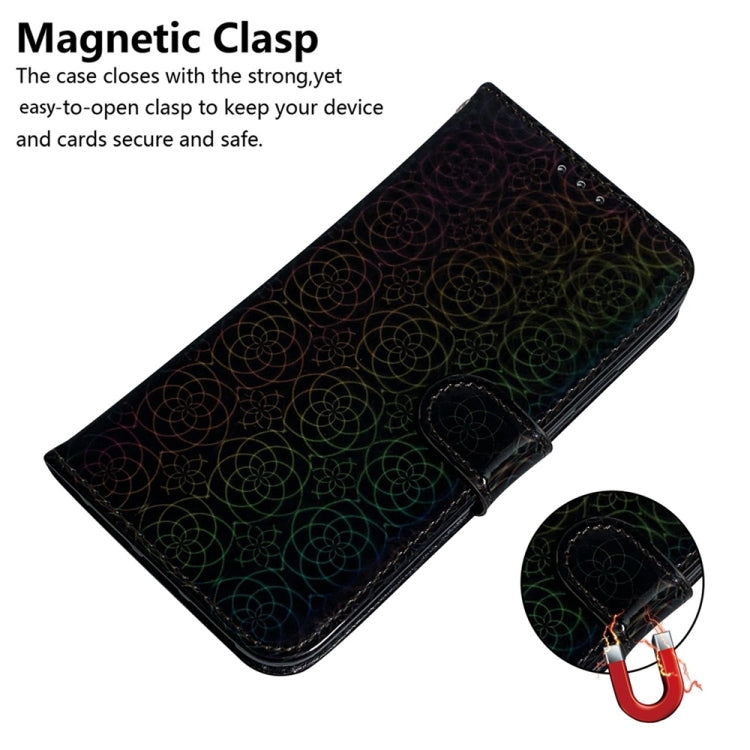 For Motorola Edge 2024 Colorful Magnetic Buckle Leather Phone Case(Black) - Motorola Cases by buy2fix | Online Shopping UK | buy2fix