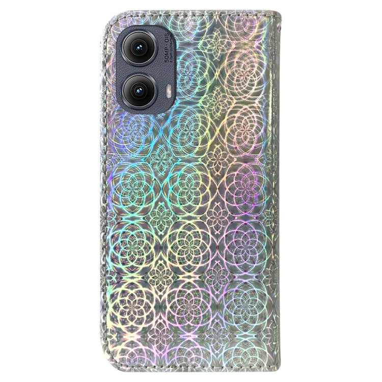 For Motorola Edge 2024 Colorful Magnetic Buckle Leather Phone Case(Silver) - Motorola Cases by buy2fix | Online Shopping UK | buy2fix