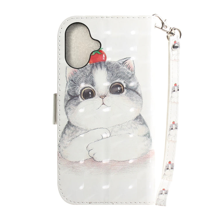 For iPhone 16 Plus 3D Colored Horizontal Flip Leather Phone Case(Cute Cat) - iPhone 16 Plus Cases by buy2fix | Online Shopping UK | buy2fix