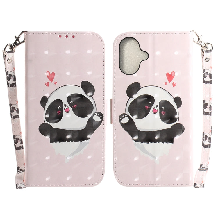 For iPhone 16 3D Colored Horizontal Flip Leather Phone Case(Heart Panda) - iPhone 16 Cases by buy2fix | Online Shopping UK | buy2fix