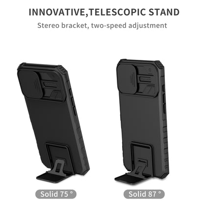 For iPhone 16 Plus Stereoscopic Holder Sliding Camshield Phone Case(Black) - iPhone 16 Plus Cases by buy2fix | Online Shopping UK | buy2fix