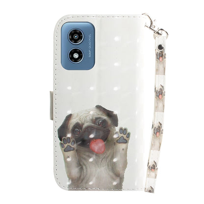 For Motorola Moto G Play 4G 2024 3D Colored Horizontal Flip Leather Phone Case(Pug) - Motorola Cases by buy2fix | Online Shopping UK | buy2fix