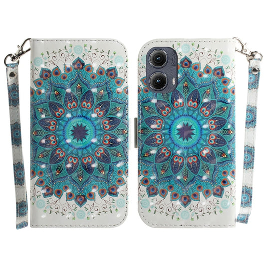 For Motorola Edge 2024 3D Colored Flip Leather Phone Case(Peacock Wreath) - Motorola Cases by buy2fix | Online Shopping UK | buy2fix