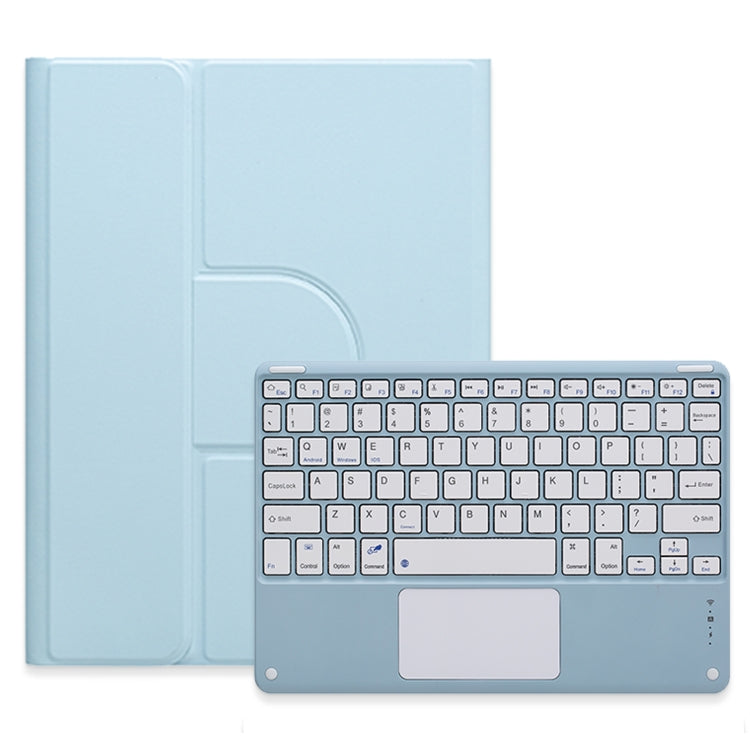 For iPad 10.2 2021 / Air 2019 Square Button 360 Degree Rotatable Bluetooth Keyboard Leather Case with Touchpad(Sky Blue) - Universal by buy2fix | Online Shopping UK | buy2fix