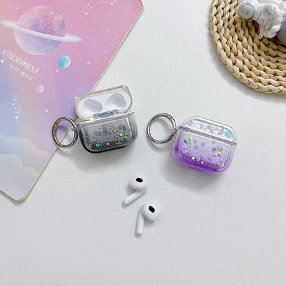 For AirPods Pro 2 Transparent Glitter Bluetooth Earphone Protective Case(Purple) - For AirPods Pro 2 by buy2fix | Online Shopping UK | buy2fix