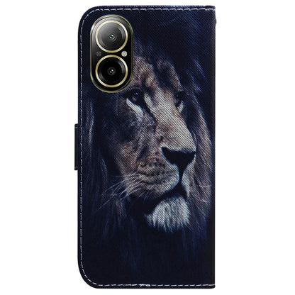 For Realme C67 4G Global Coloured Drawing Flip Leather Phone Case(Lion) - C67 Cases by buy2fix | Online Shopping UK | buy2fix