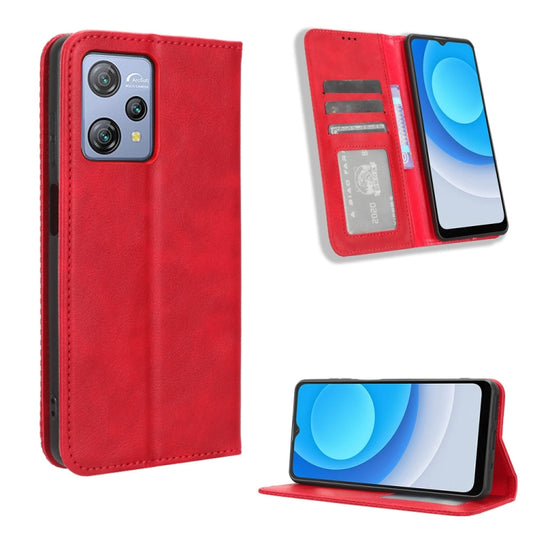 For Blackview A53 / A53 Pro Magnetic Buckle Retro Texture Leather Phone Case(Red) - More Brand by buy2fix | Online Shopping UK | buy2fix