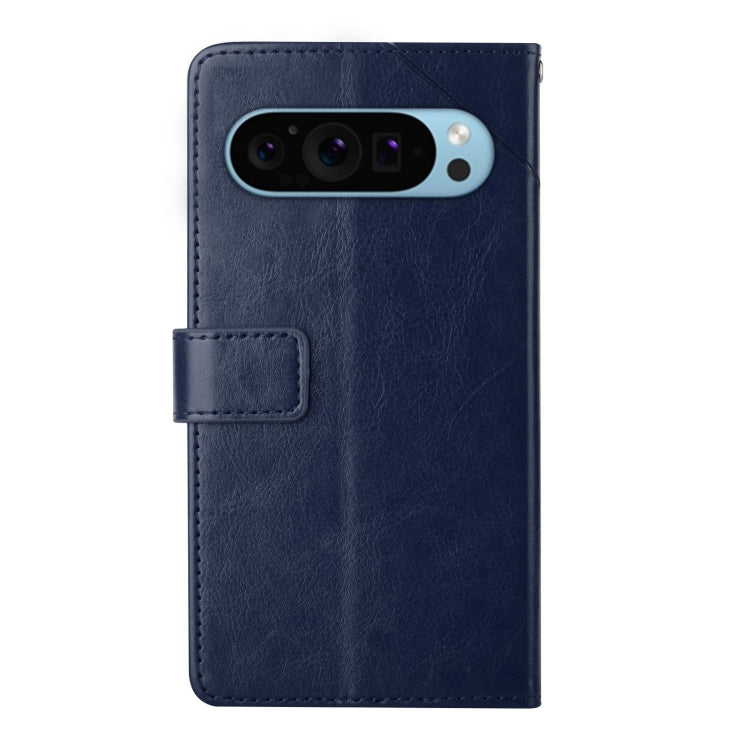 For Google Pixel 9 Pro XL Y-shaped Pattern Flip Leather Phone Case(Blue) - Google Cases by buy2fix | Online Shopping UK | buy2fix