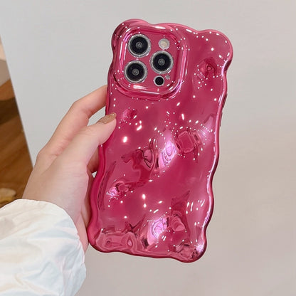 For iPhone 16 Wave Bubbles TPU Phone Case(Painted Rose Red) - iPhone 16 Cases by buy2fix | Online Shopping UK | buy2fix