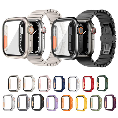 For Apple Watch Series 6 / 5 / 4 / SE 40mm Tempered Film Hybrid PC Integrated Watch Case(Orange) - Watch Cases by buy2fix | Online Shopping UK | buy2fix