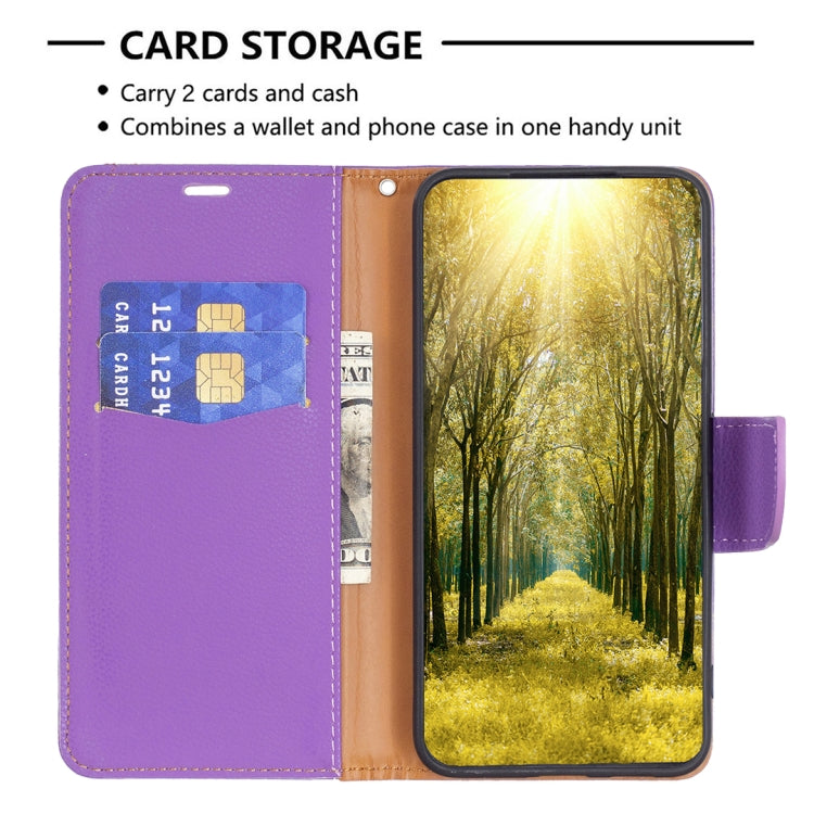 For Samsung Galaxy A34 5G Litchi Texture Pure Color Flip Leather Phone Case(Purple) - Galaxy Phone Cases by buy2fix | Online Shopping UK | buy2fix