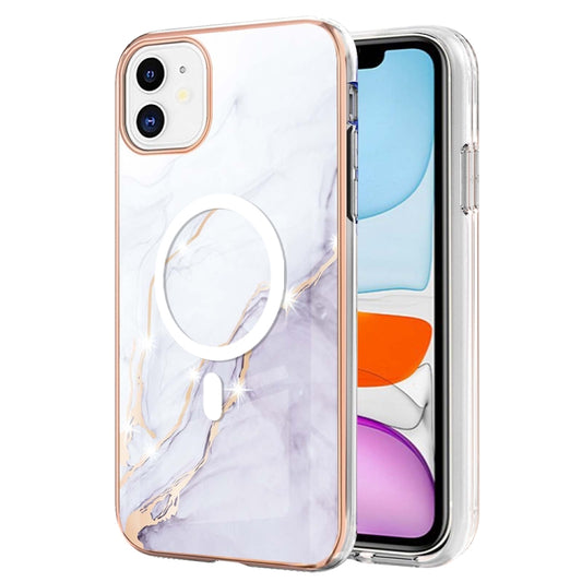 For iPhone 11 Marble Pattern Dual-side IMD Magsafe TPU Phone Case(White 006) - iPhone 11 Cases by buy2fix | Online Shopping UK | buy2fix