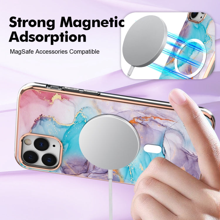 For iPhone 11 Pro Marble Pattern Dual-side IMD Magsafe TPU Phone Case(Blue Marble) - iPhone 11 Pro Cases by buy2fix | Online Shopping UK | buy2fix