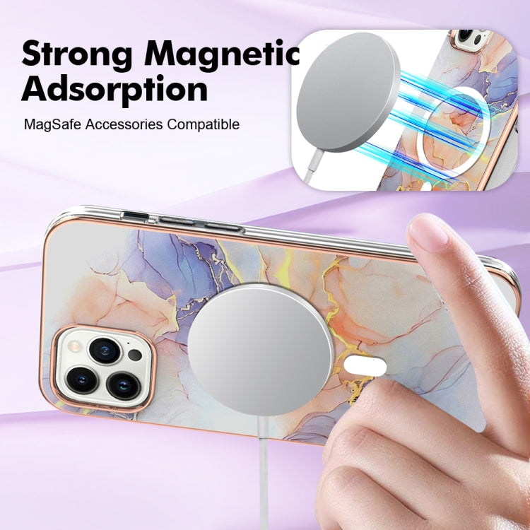 For iPhone 15 Pro Max Marble Pattern Dual-side IMD Magsafe TPU Phone Case(White Marble) - iPhone 15 Pro Max Cases by buy2fix | Online Shopping UK | buy2fix