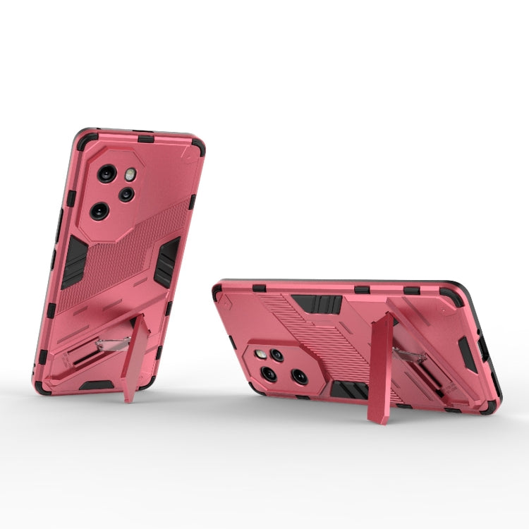 For Honor 100 Pro 5G Punk Armor 2 in 1 PC + TPU Phone Case with Holder(Light Red) - Honor Cases by buy2fix | Online Shopping UK | buy2fix