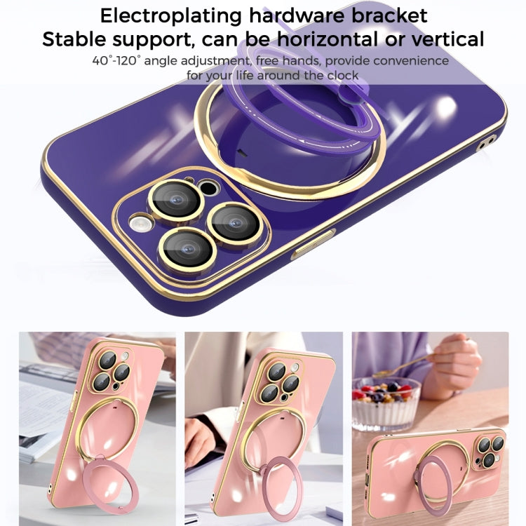 For iPhone 11 Multifunction Electroplating MagSafe Holder Phone Case(Pink) - iPhone 11 Cases by buy2fix | Online Shopping UK | buy2fix