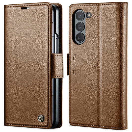 For Samsung Galaxy Z Fold6 5G CaseMe 023 Butterfly Buckle Litchi Texture RFID Anti-theft Leather Phone Case(Brown) - Galaxy Z Fold6 5G Cases by CaseMe | Online Shopping UK | buy2fix