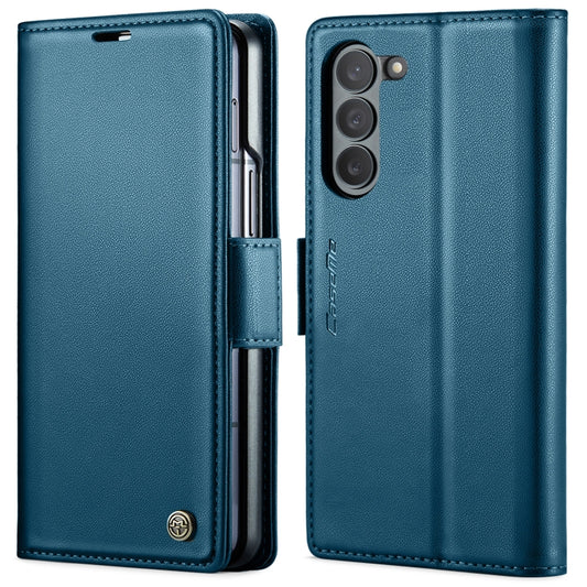 For Samsung Galaxy Z Fold6 5G CaseMe 023 Butterfly Buckle Litchi Texture RFID Anti-theft Leather Phone Case(Blue) - Galaxy Z Fold6 5G Cases by CaseMe | Online Shopping UK | buy2fix