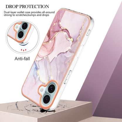 Electroplating Marble Pattern Dual-side IMD TPU Shockproof Phone Case For iPhone 16 Plus(Rose Gold 005) - iPhone 16 Plus Cases by buy2fix | Online Shopping UK | buy2fix