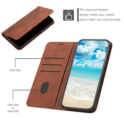 For Samsung Galaxy M55 / C55 Diamond Splicing Skin Feel Magnetic Leather Phone Case(Brown) - Galaxy Phone Cases by buy2fix | Online Shopping UK | buy2fix