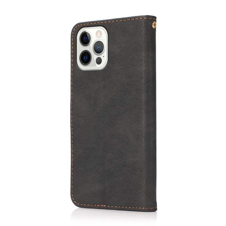 For iPhone 16 Pro Dual-color Stitching Leather Phone Case(Black Brown) - iPhone 16 Pro Cases by buy2fix | Online Shopping UK | buy2fix