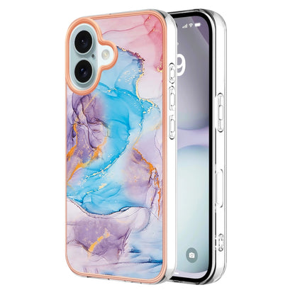 For iPhone 16 Electroplating Pattern IMD TPU Shockproof Case(Milky Way Blue Marble) - iPhone 16 Cases by buy2fix | Online Shopping UK | buy2fix