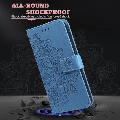 For Samsung Galaxy S23 FE 5G 7-petal Flowers Embossing Leather Phone Case(Blue) - Galaxy S23 FE 5G Cases by buy2fix | Online Shopping UK | buy2fix