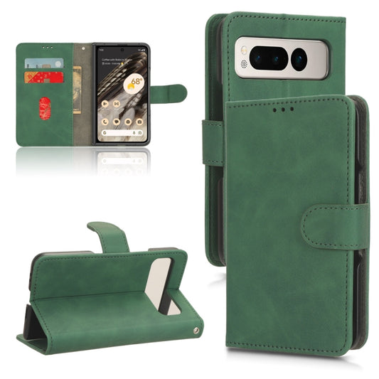 For Google Pixel Fold Skin Feel Magnetic Flip Leather Phone Case(Green) - Google Cases by buy2fix | Online Shopping UK | buy2fix