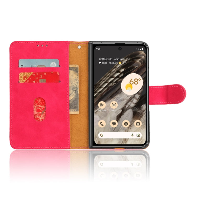 For Google Pixel Fold Skin Feel Magnetic Flip Leather Phone Case(Rose Red) - Google Cases by buy2fix | Online Shopping UK | buy2fix