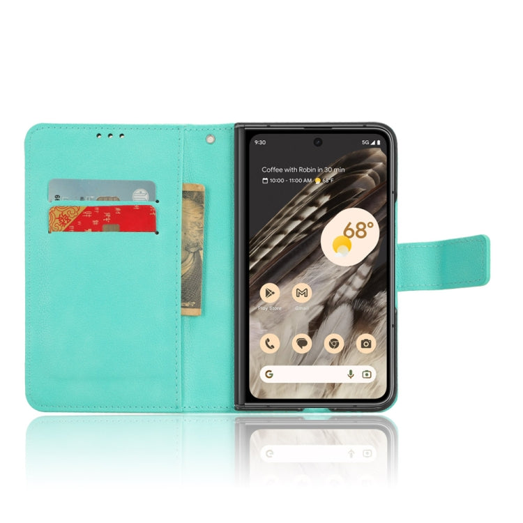 For Google Pixel Fold Lamb Texture Leather Phone Case(Green) - Google Cases by buy2fix | Online Shopping UK | buy2fix