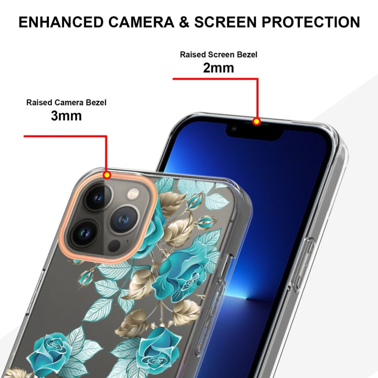 For iPhone 16 Pro Max Flowers and Plants Series IMD TPU Phone Case(Blue Rose) - iPhone 16 Pro Max Cases by buy2fix | Online Shopping UK | buy2fix