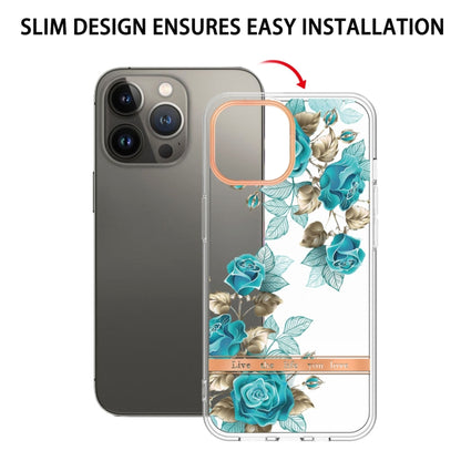 For iPhone 16 Pro Max Flowers and Plants Series IMD TPU Phone Case(Blue Rose) - iPhone 16 Pro Max Cases by buy2fix | Online Shopping UK | buy2fix