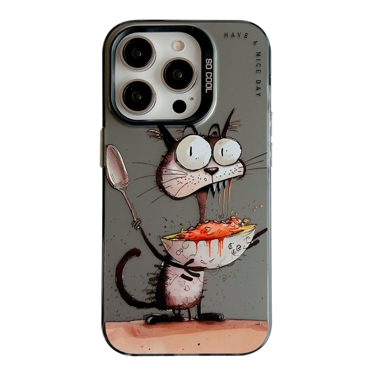 For iPhone 16 Pro Animal Pattern Oil Painting Series PC + TPU Phone Case(Eating Rat) - iPhone 16 Pro Cases by buy2fix | Online Shopping UK | buy2fix