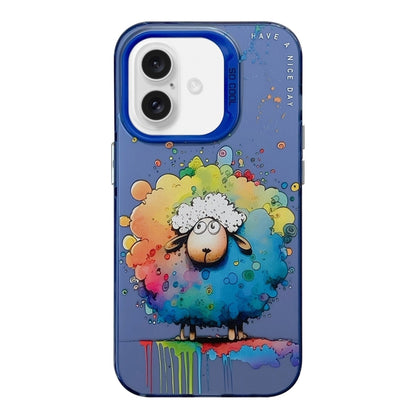 For iPhone 16 Plus Animal Pattern Oil Painting Series PC + TPU Phone Case(Sheep) - iPhone 16 Plus Cases by buy2fix | Online Shopping UK | buy2fix