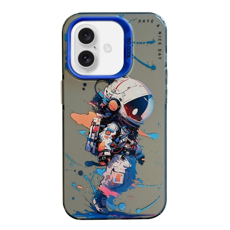 For iPhone 16 Plus Animal Pattern Oil Painting Series PC + TPU Phone Case(Tattered Astronaut) - iPhone 16 Plus Cases by buy2fix | Online Shopping UK | buy2fix