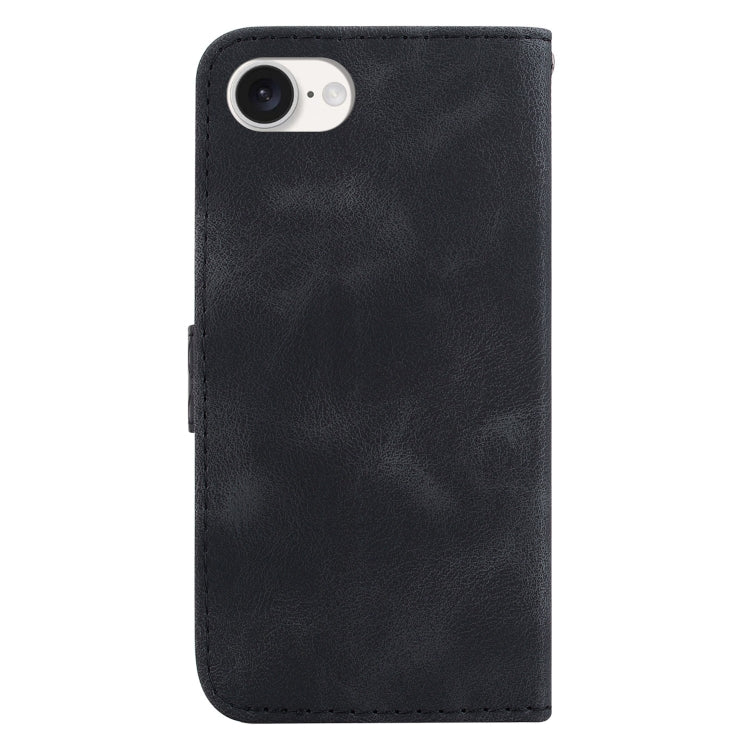 For iPhone SE 2024 Seven-shaped Embossed Leather Phone Case(Black) - More iPhone Cases by buy2fix | Online Shopping UK | buy2fix