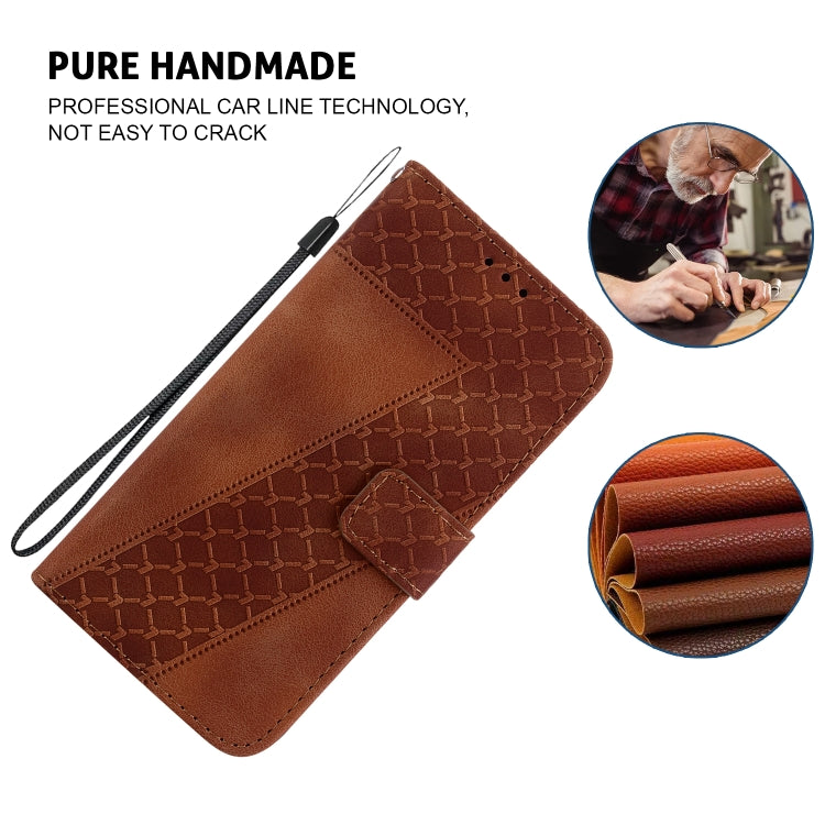 For iPhone 16 Pro Max Seven-shaped Embossed Leather Phone Case(Brown) - iPhone 16 Pro Max Cases by buy2fix | Online Shopping UK | buy2fix