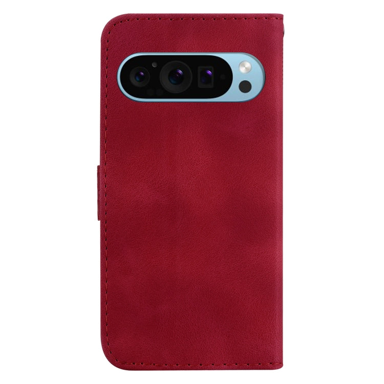 For Google Pixel 9 7-shaped Embossed Leather Phone Case(Red) - Google Cases by buy2fix | Online Shopping UK | buy2fix