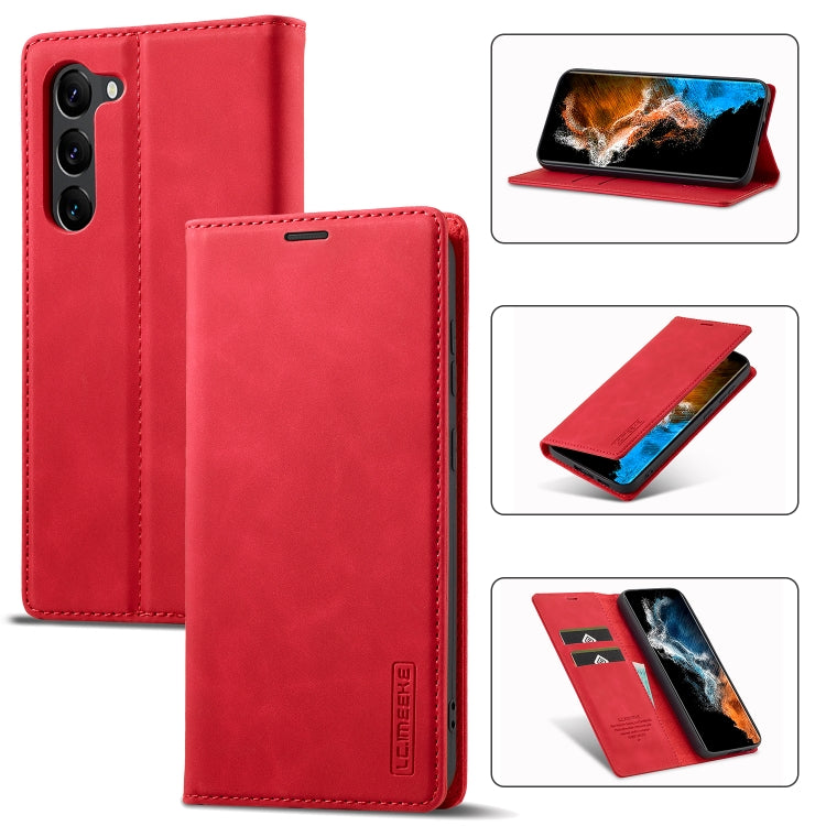 For Samsung Galaxy S24+ 5G LC.IMEEKE Strong Magnetism Microfiber Leather Phone Case(Red) - Galaxy S24+ 5G Cases by LC.IMEEKE | Online Shopping UK | buy2fix