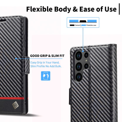 For Samsung Galaxy S24 Ultra 5G LC.IMEEKE Carbon Fiber Leather Phone Case(Horizontal Black) - Galaxy S24 Ultra 5G Cases by LC.IMEEKE | Online Shopping UK | buy2fix