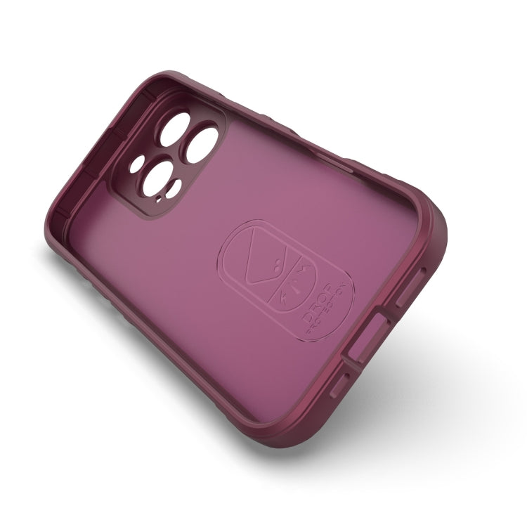 For iPhone 16 Pro Magic Shield TPU + Flannel Phone Case(Wine Red) - iPhone 16 Pro Cases by buy2fix | Online Shopping UK | buy2fix