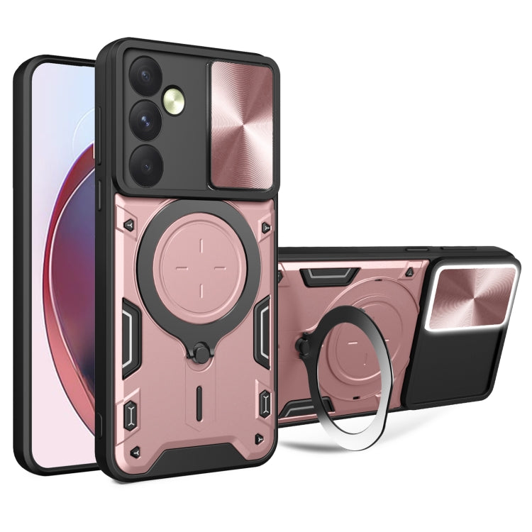 For Samsung Galaxy A35 5G CD Texture Sliding Camshield Magnetic Holder Phone Case(Pink) - Galaxy Phone Cases by buy2fix | Online Shopping UK | buy2fix