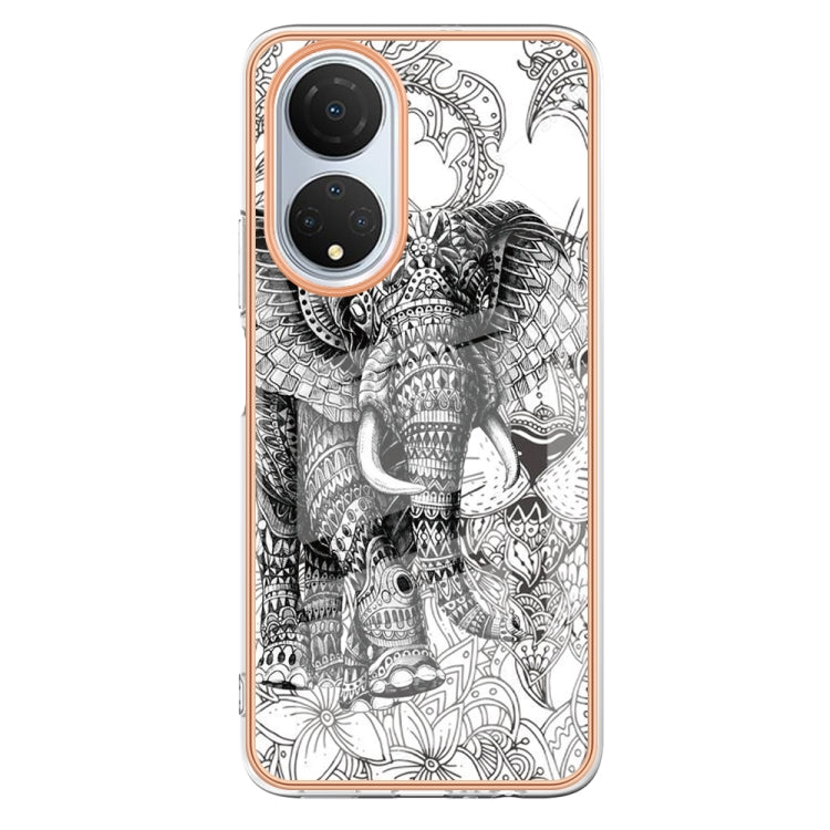 For Honor X7 Electroplating Marble Dual-side IMD Phone Case(Totem Elephant) - Honor Cases by buy2fix | Online Shopping UK | buy2fix