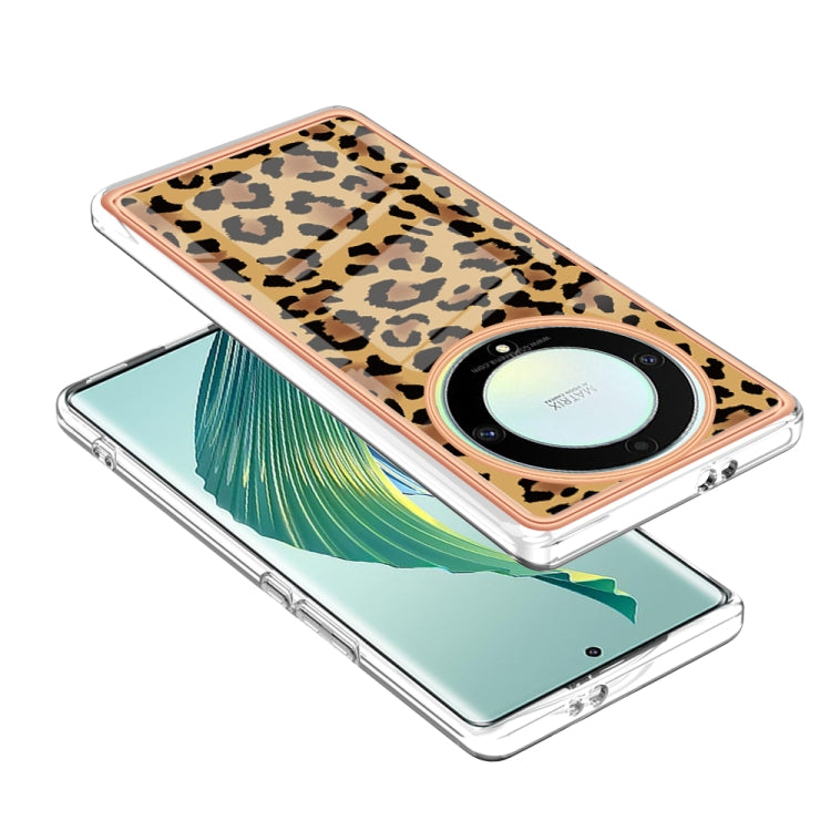 For Honor X9a / Magic5 Lite Electroplating Marble Dual-side IMD Phone Case(Leopard Print) - Honor Cases by buy2fix | Online Shopping UK | buy2fix