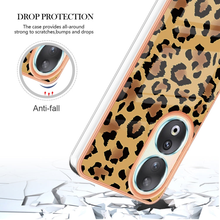 For Honor 90 5G Electroplating Marble Dual-side IMD Phone Case(Leopard Print) - Honor Cases by buy2fix | Online Shopping UK | buy2fix