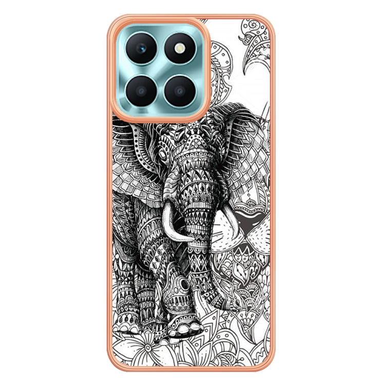 For Honor X6a Electroplating Marble Dual-side IMD Phone Case(Totem Elephant) - Honor Cases by buy2fix | Online Shopping UK | buy2fix